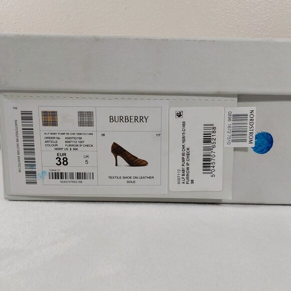 NIB! Burberry Baby Check Knit Stiletto Pump in Furrow/Olive Green - 38 (8) - Picture 15 of 15